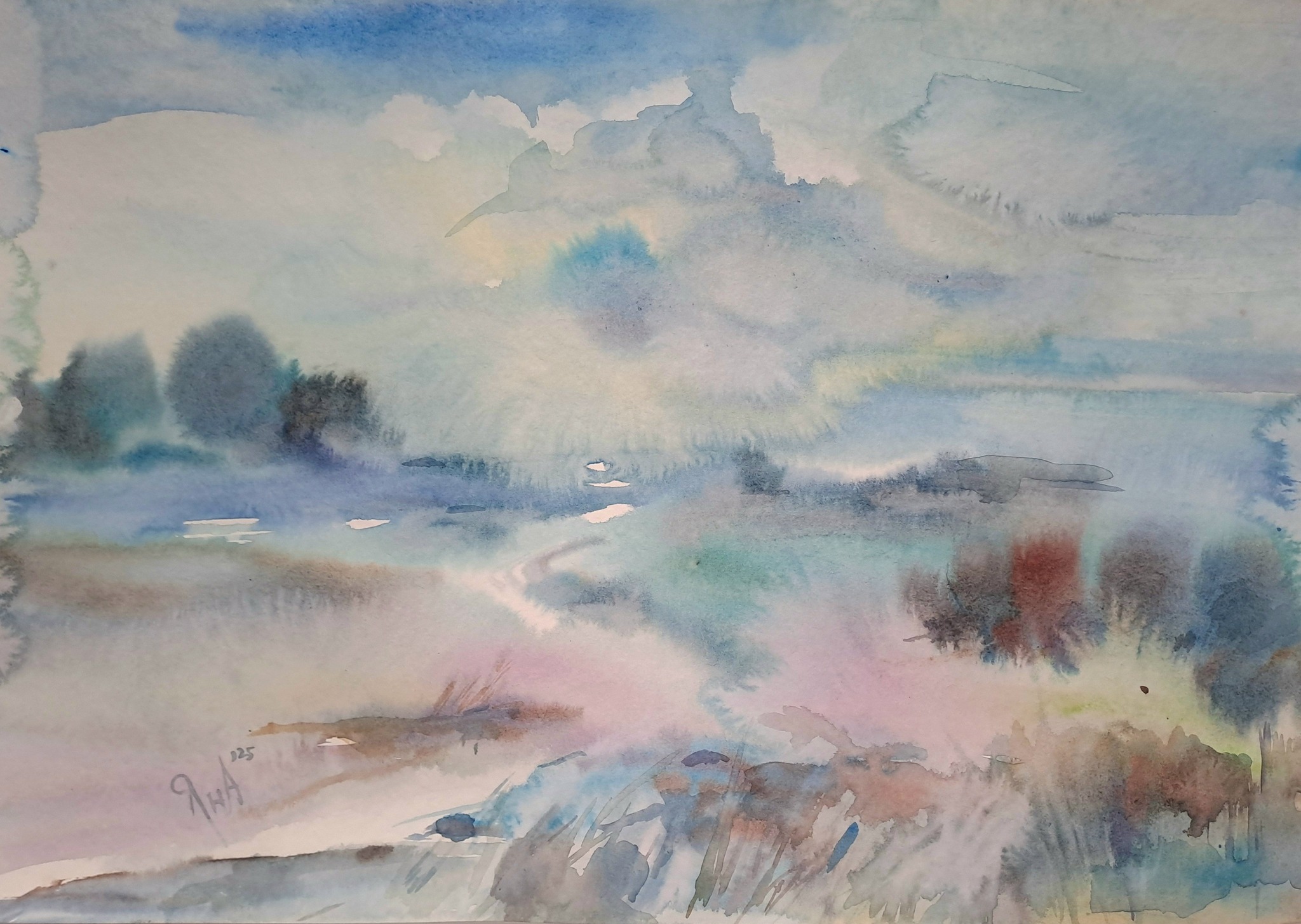 „Поля в лилаво“ акварел 35на50 80евро post featured image